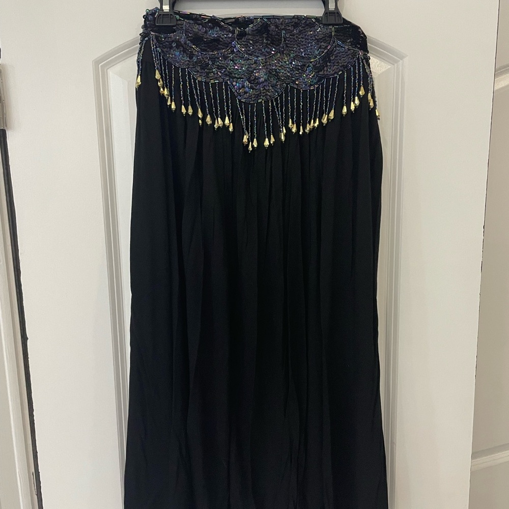 Vintage 1970’s Elegant Black Beaded Women's Skirt